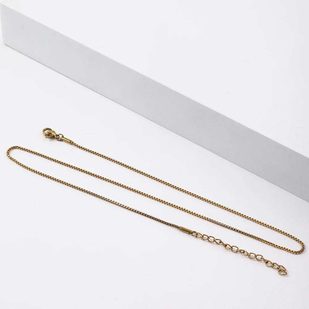 Stylish 1.2mm Box Chain Necklace Gold Titanium Steel Jewelry