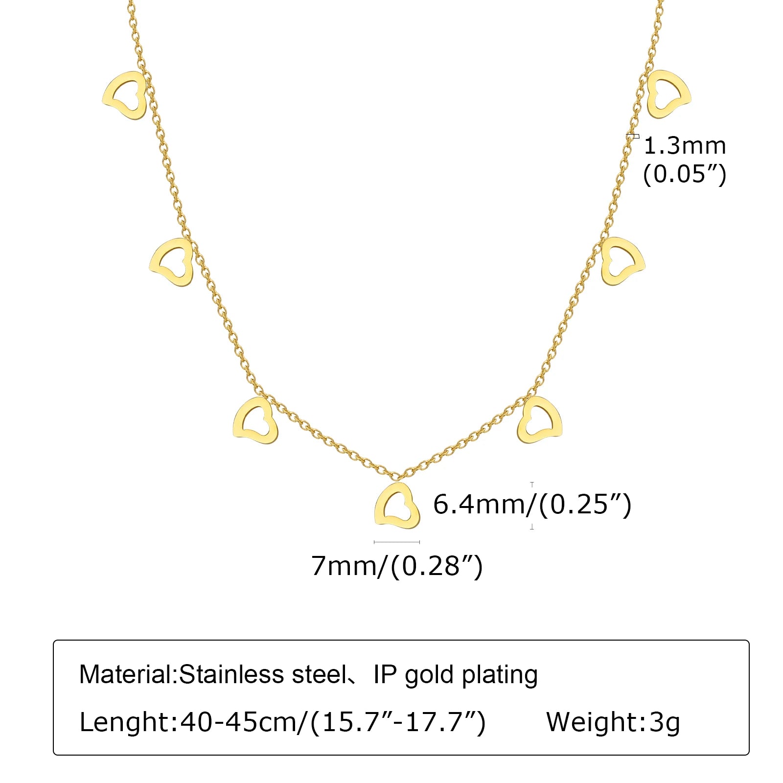 Minimalist Heart Chain Necklace Stackable Women Jewelry