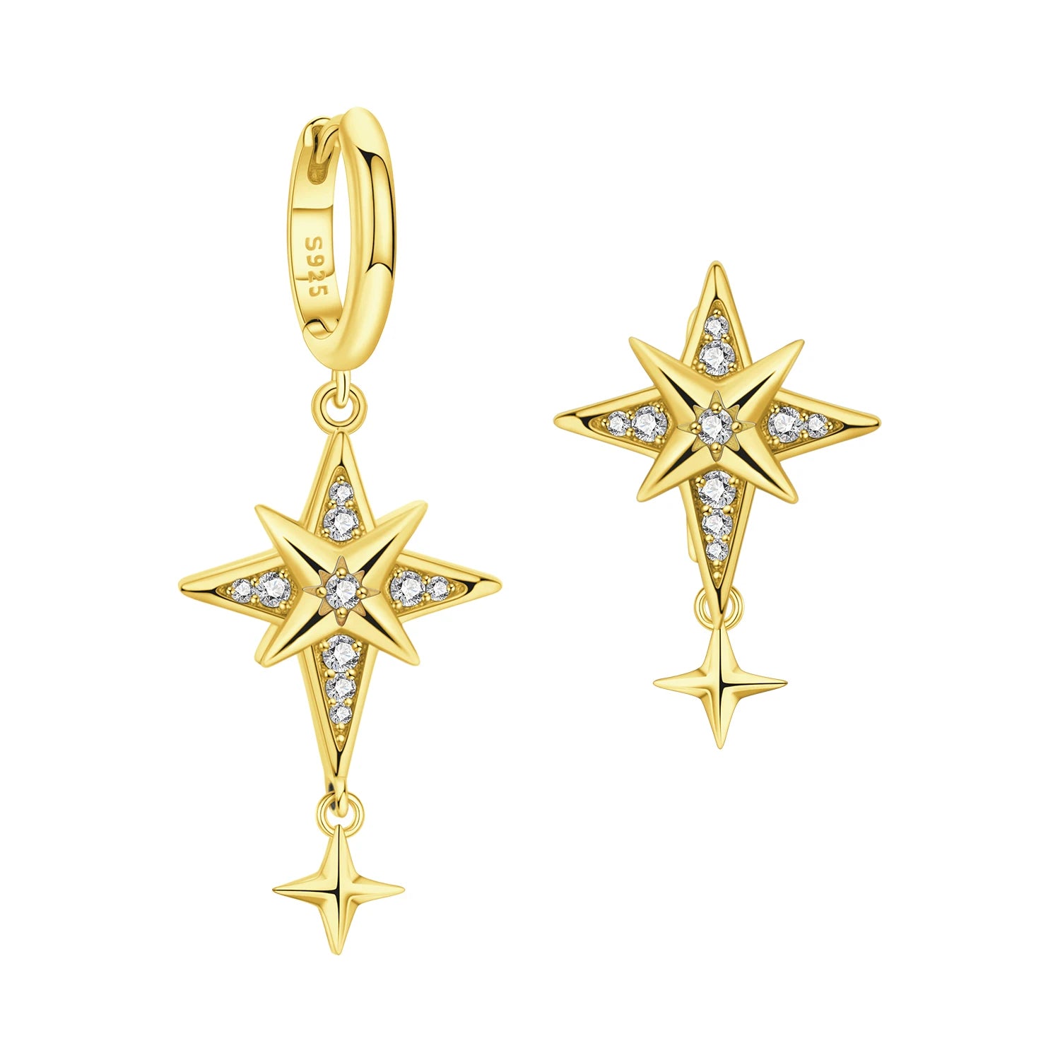 Elegant Gold Hoop Earrings 925 Silver Temperament Women