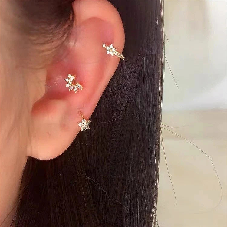 Zircon Star Hoop Earrings Stainless Steel Punk Unisex Rock Jewelry
