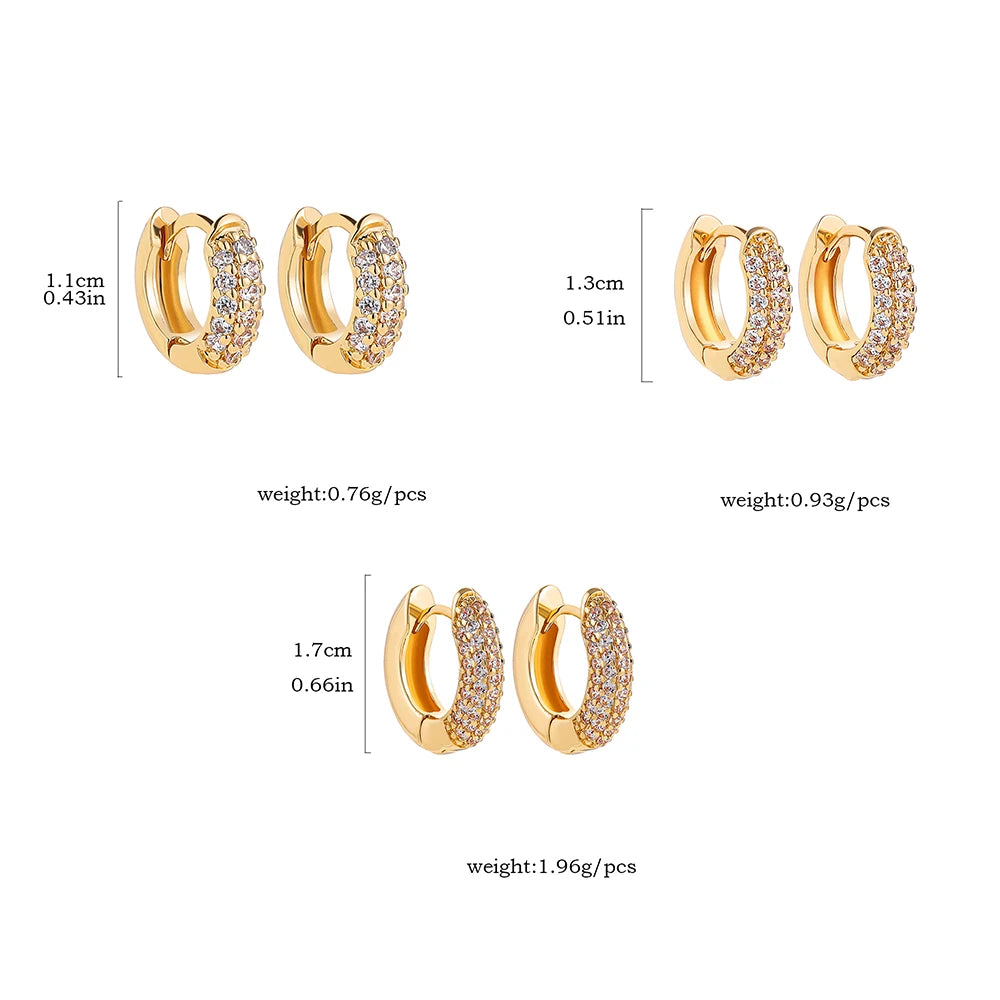 Gold Huggie Earrings CZ Zircon Thin Hoop Cartilage Women