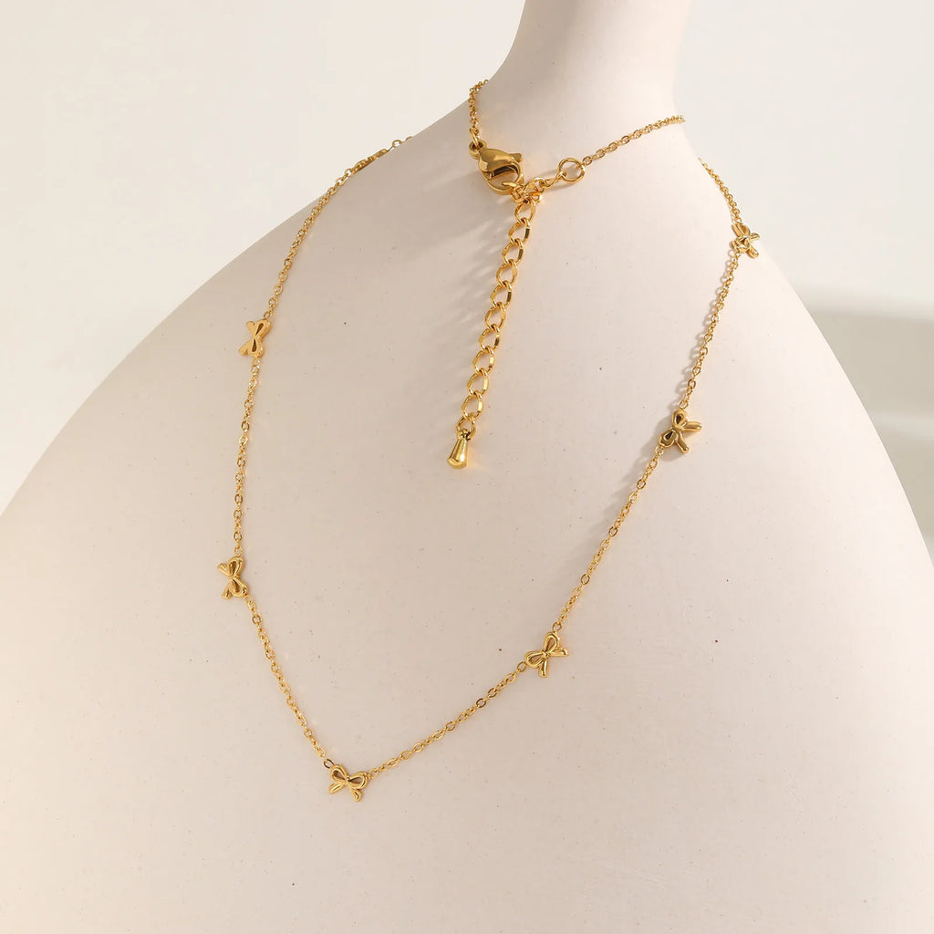Elegant Bowknot Necklace Choker Thin Chain Women Jewelry