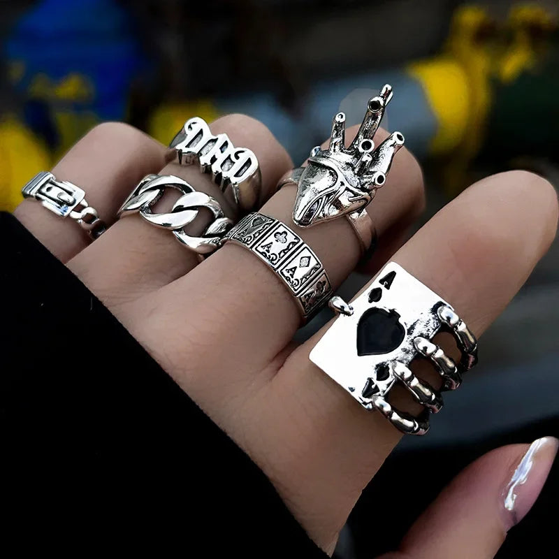 Creative Geometric Leaf Wave Ring Set 11pcs Fashion Knuckle Jewelry