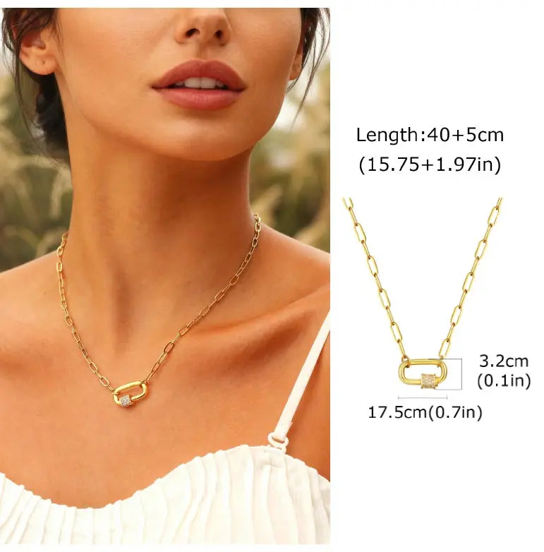 Sliding Water Droplet Pendant Necklace Gold Stainless Steel Waterproof