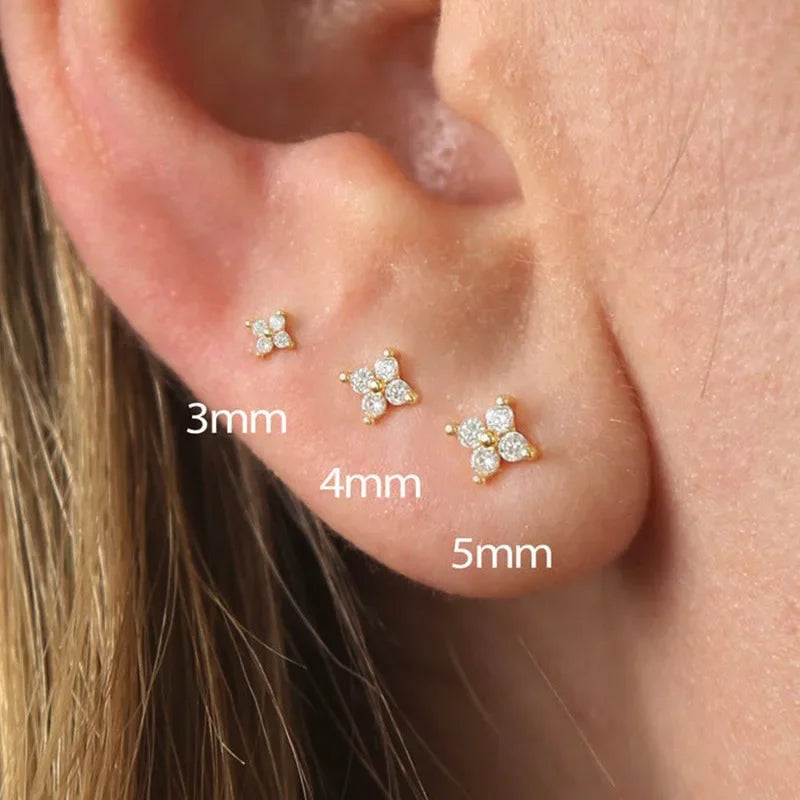 Star Stud Earrings 14K Gold Plated Rhinestone Hypoallergenic Women