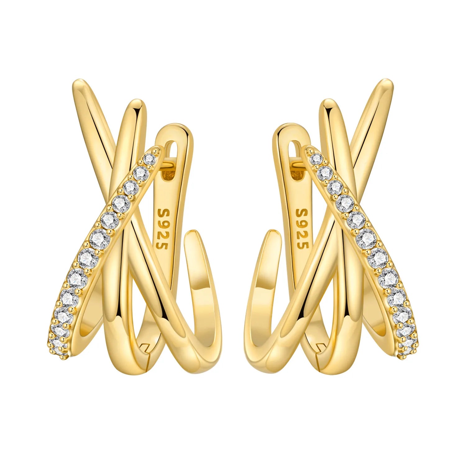 Elegant Square Hoop Earrings 18K Gold S925 Women Jewelry