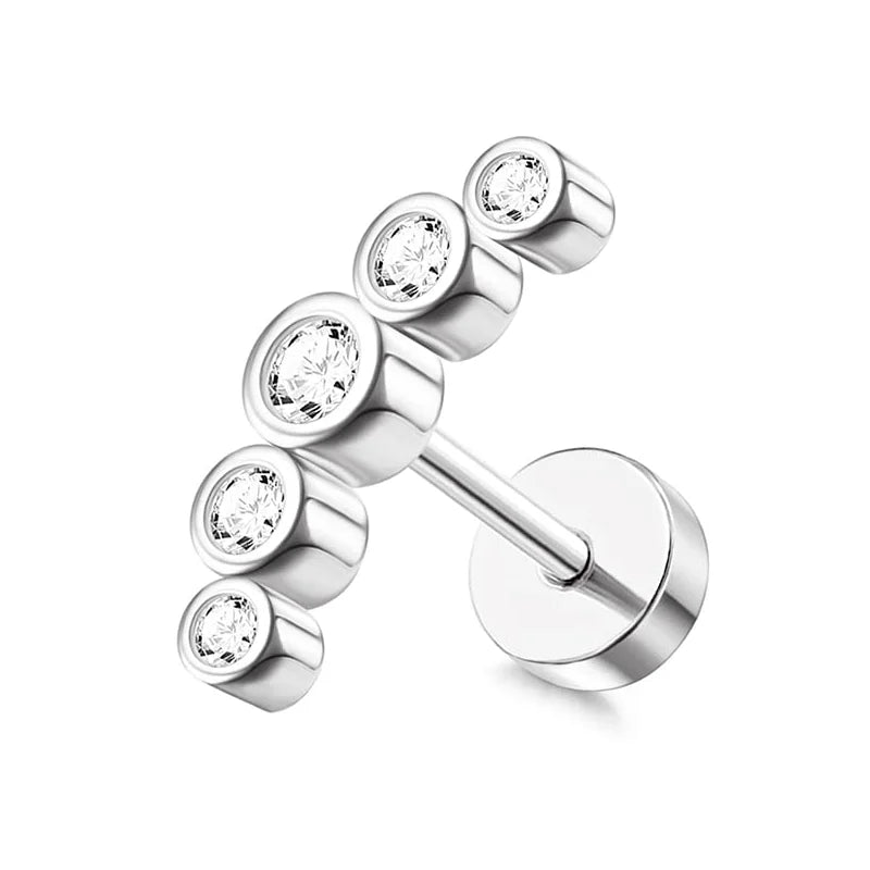 Surgical Steel Flat Back Cartilage Stud Earring Butterfly Flower