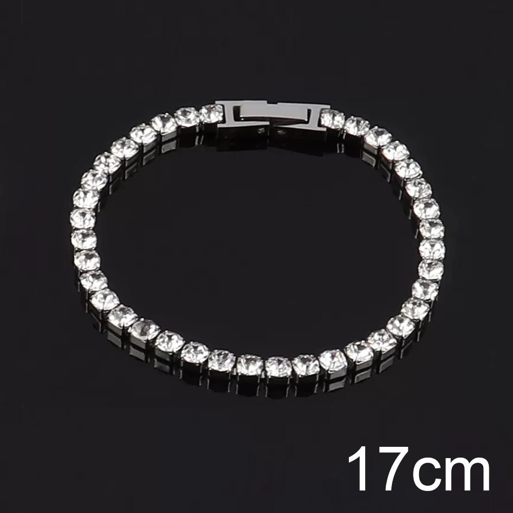 Modern 4mm Tennis Bracelet Stainless Steel Zircon Luxury Design