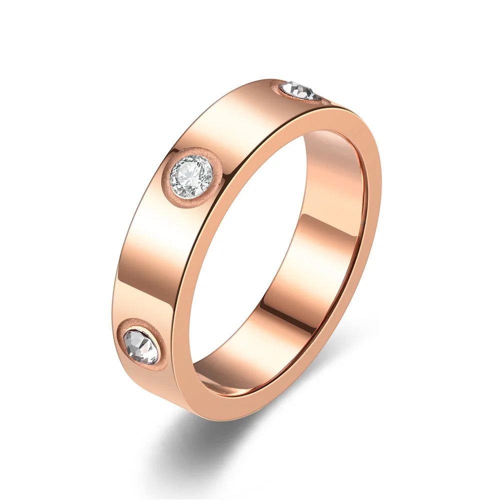 Unisex Classic Stainless Steel Diamond Ring Fashionable Accessory for Men And Women Jewelry Gift Size 5-11