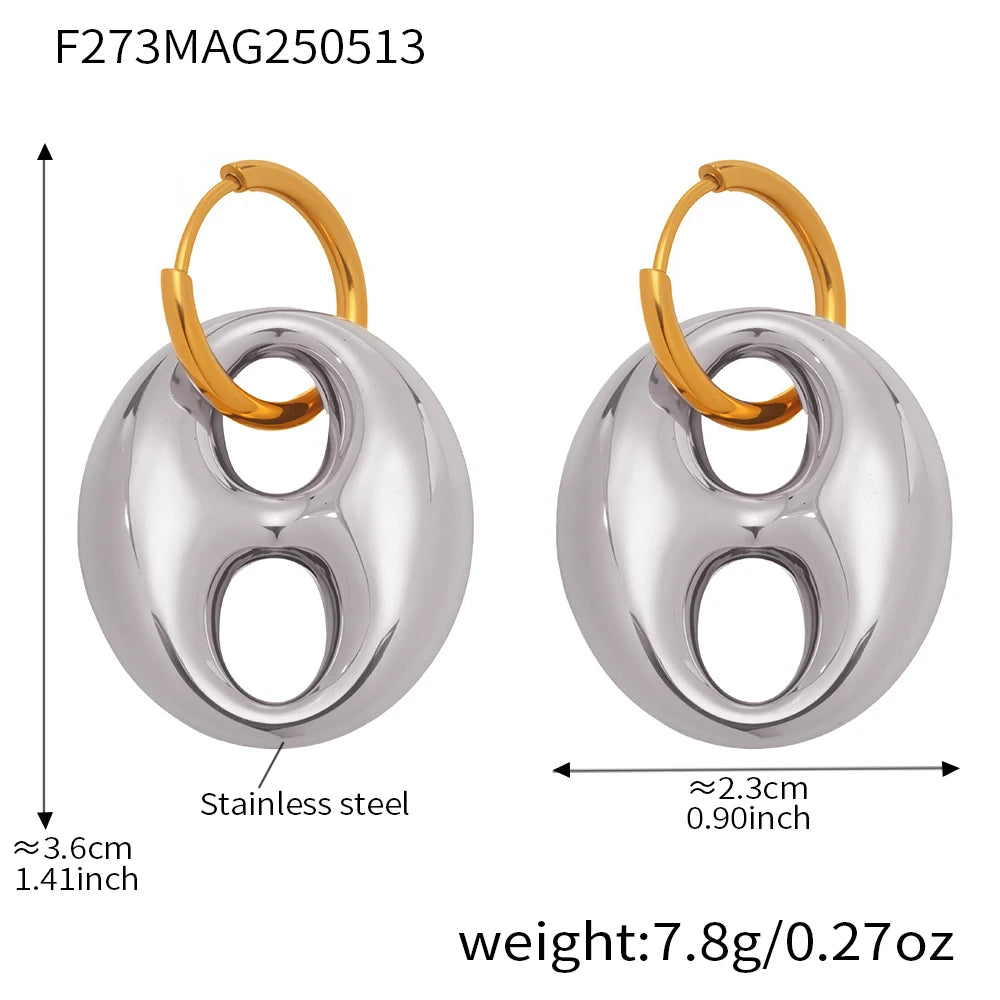 Modern Dangle Earrings Gold Plated Stainless Steel Waterproof