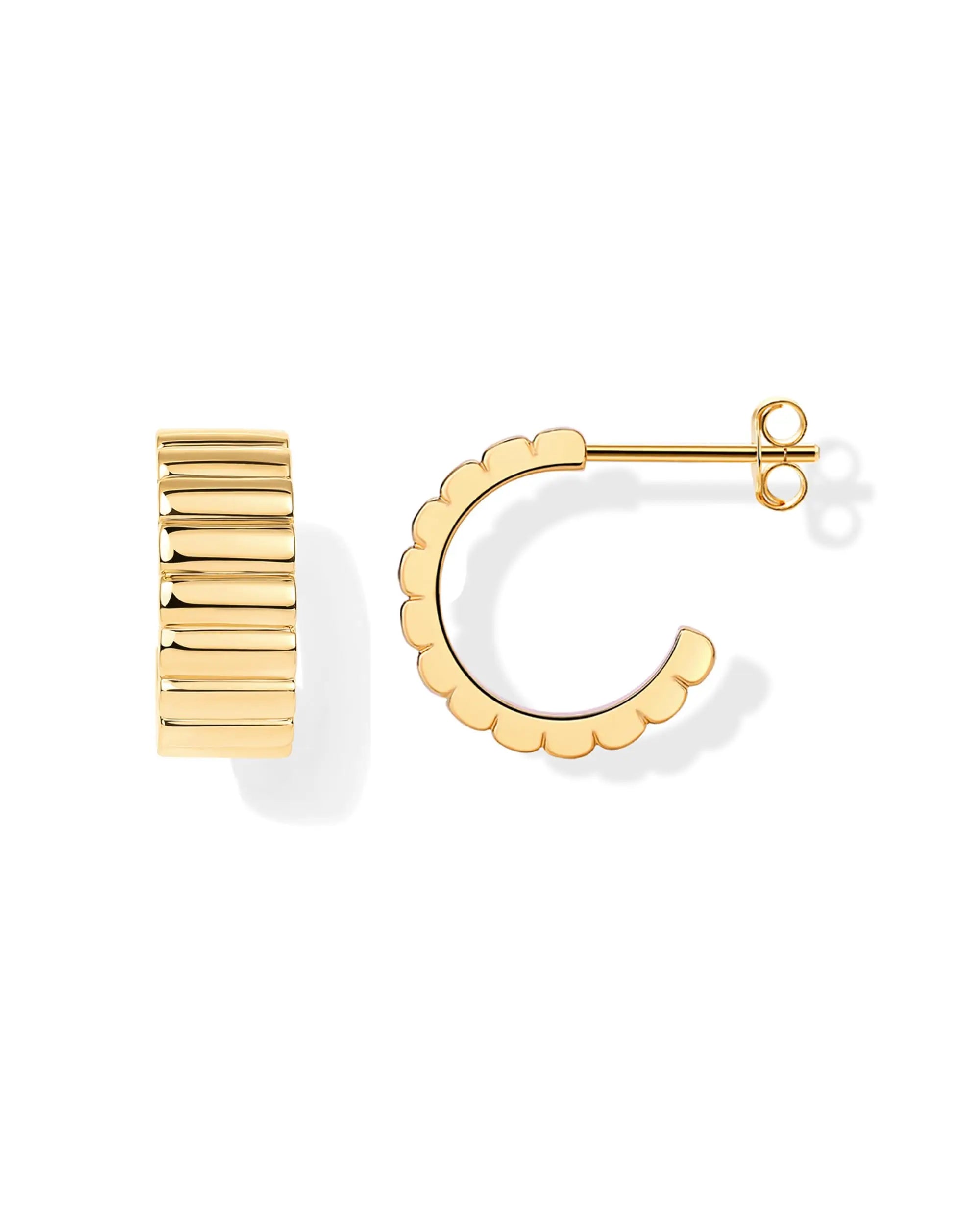 Chic Chunky Hoop Earrings 14K Gold Croissant Style Women