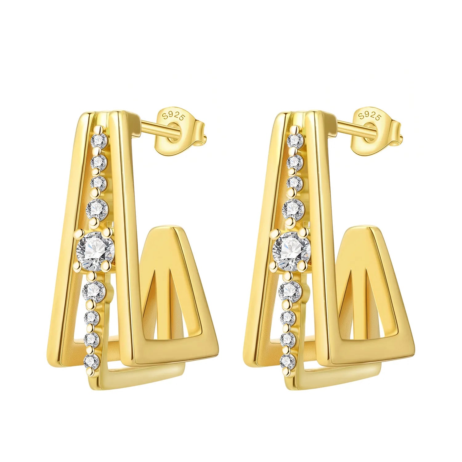 Elegant Gold Hoop Earrings 925 Silver Temperament Women