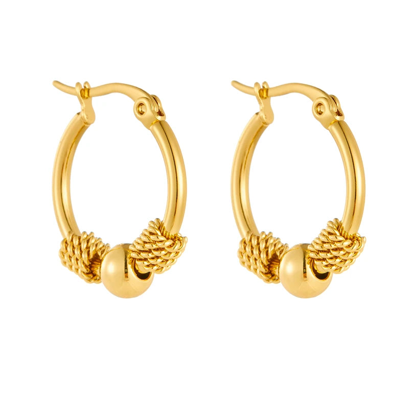 Elegant Hollow Circle Earrings Gold Stainless Steel Women 2024