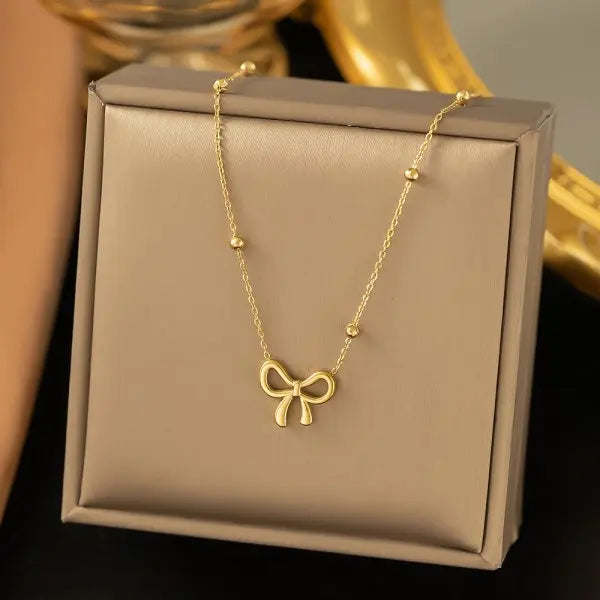 Zircon Butterfly Tassel Necklace Moon Flower Stainless Steel Women