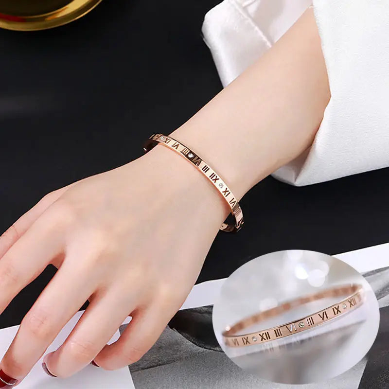 Roman Numerals Bracelet Stainless Steel Luxury Fashion Women Jewelry