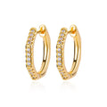 Elegant Zircon Hoop Earrings Circle Square Gold Tone Jewelry