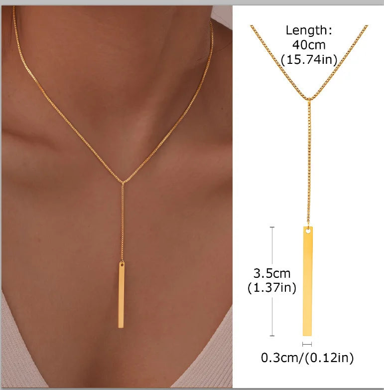 Elegant Lariat Necklace Y Shape Gold Plated Women Jewelry