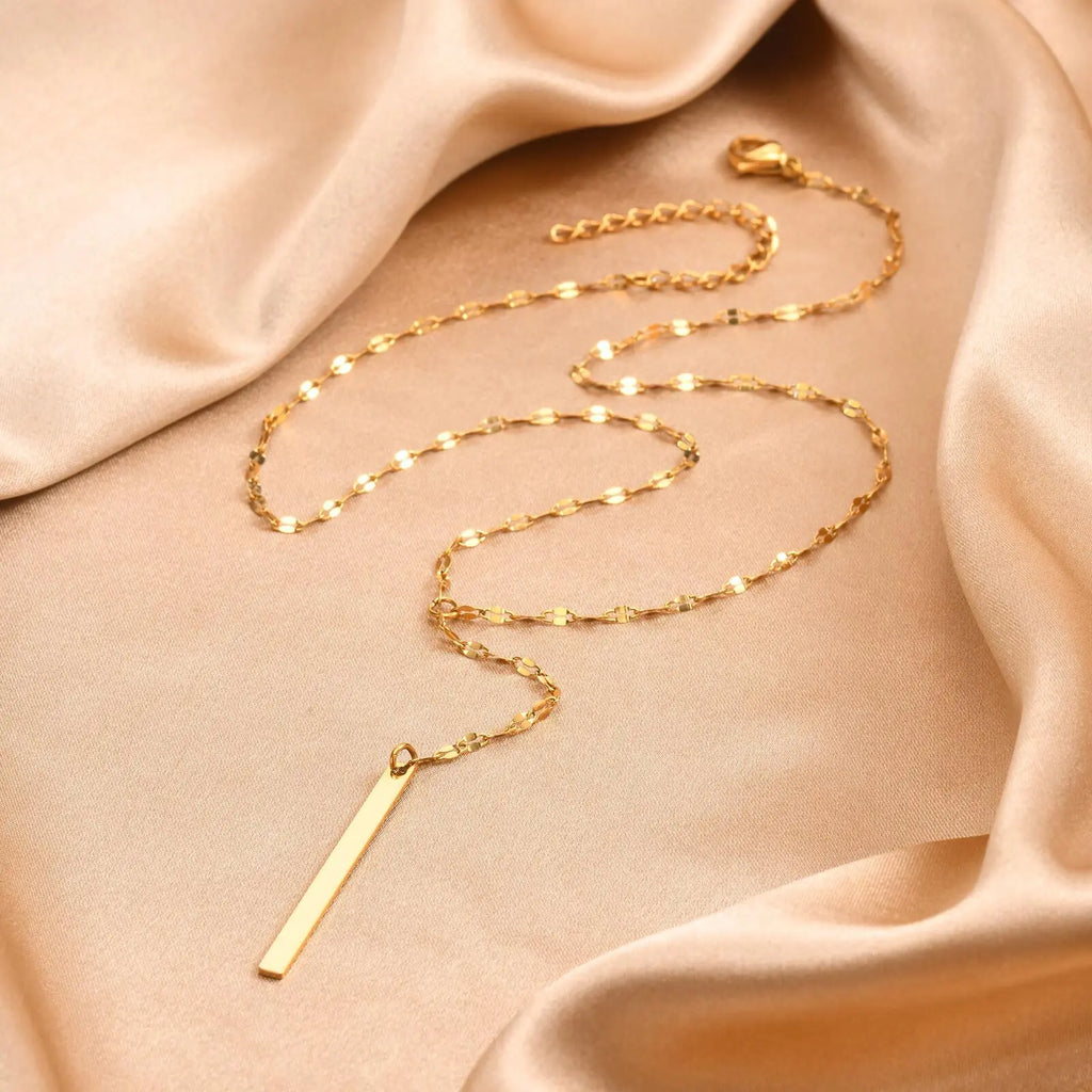 Elegant Y Drop Necklace Bar Pendant Stainless Steel Women