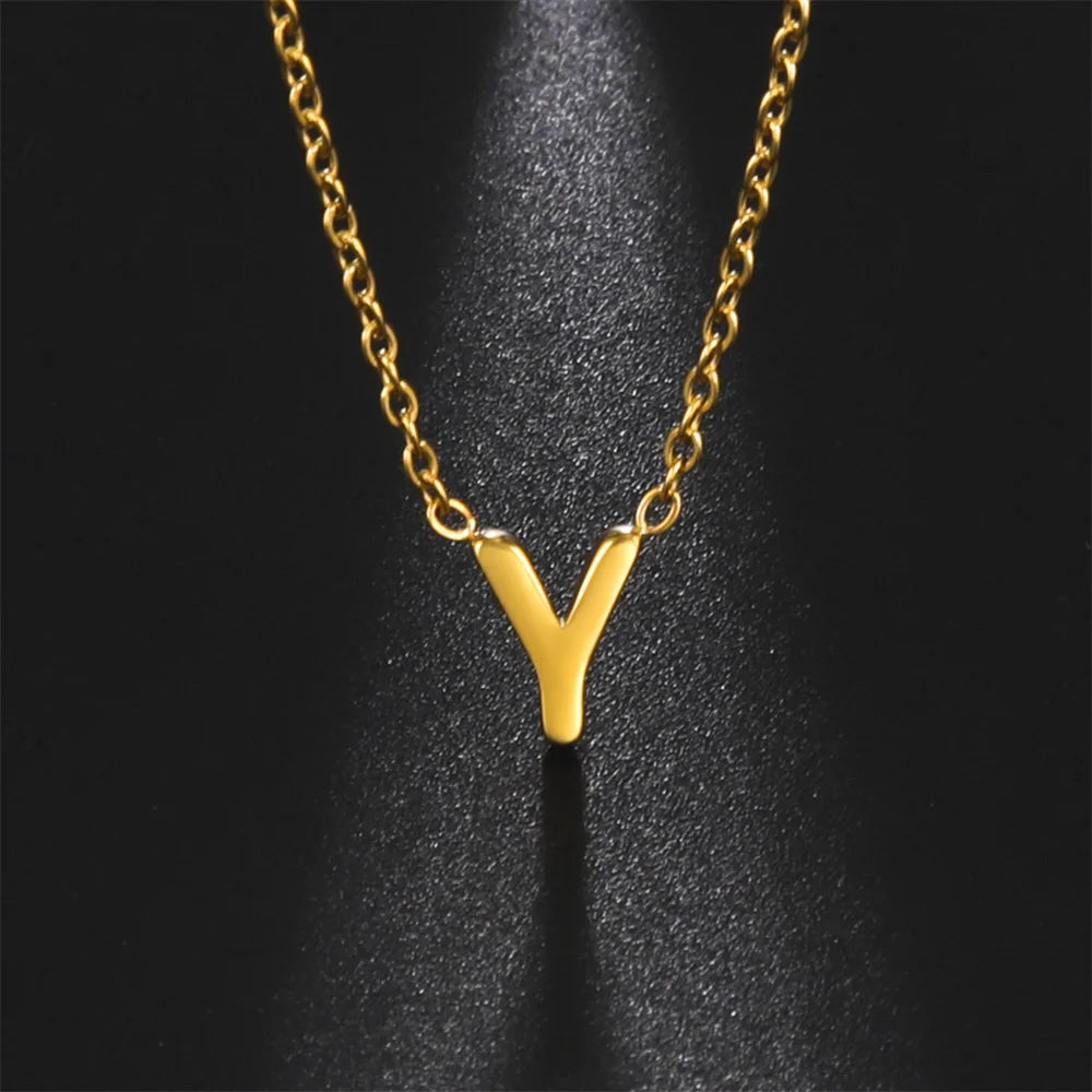 Elegant A-Z Initial Necklace Stainless Steel Alphabet Pendant for Women