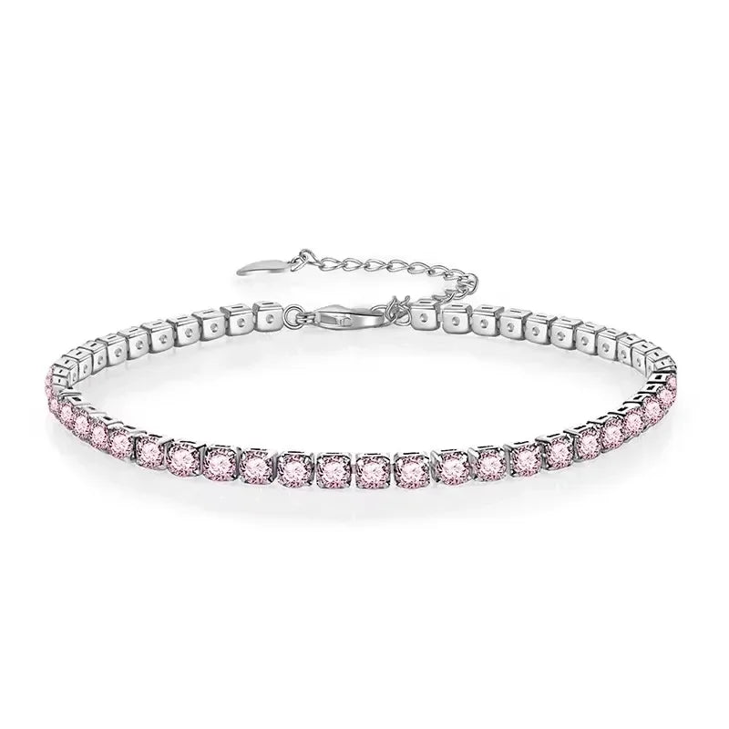 Elegant Silver Tennis Bracelet Sparkling Zircon Wedding Jewelry