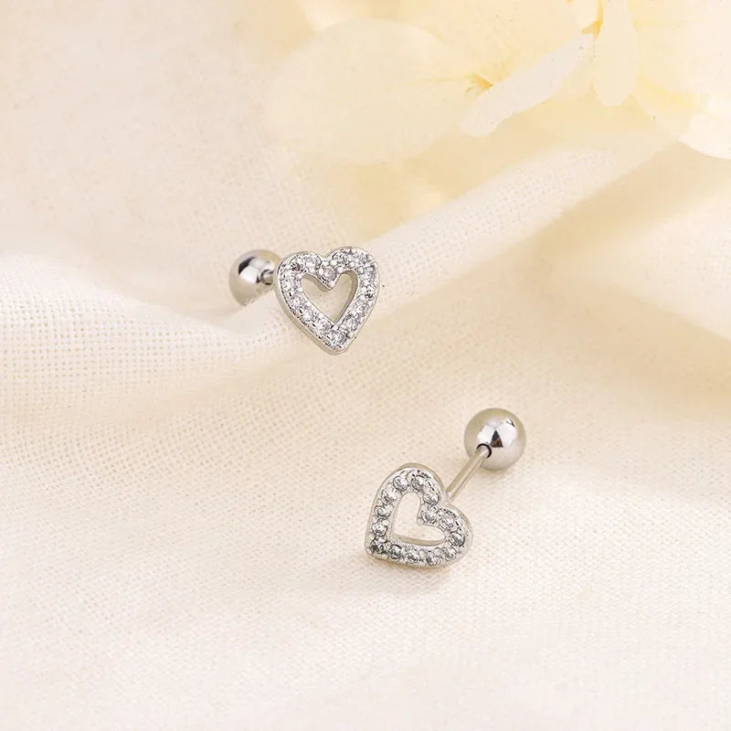 Minimalist Heart Stud Earrings Hypoallergenic Women
