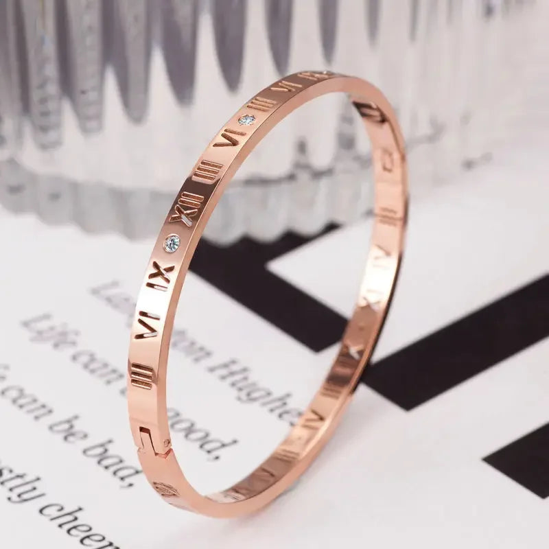 Roman Numerals Bracelet Stainless Steel Luxury Fashion Women Jewelry