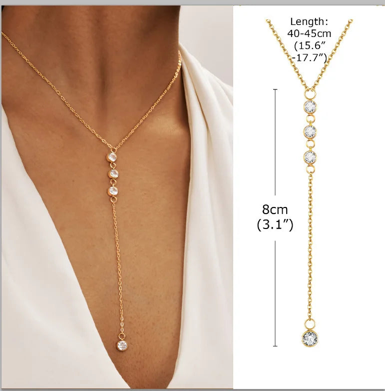 Elegant Lariat Necklace Y Shape Gold Plated Women Jewelry