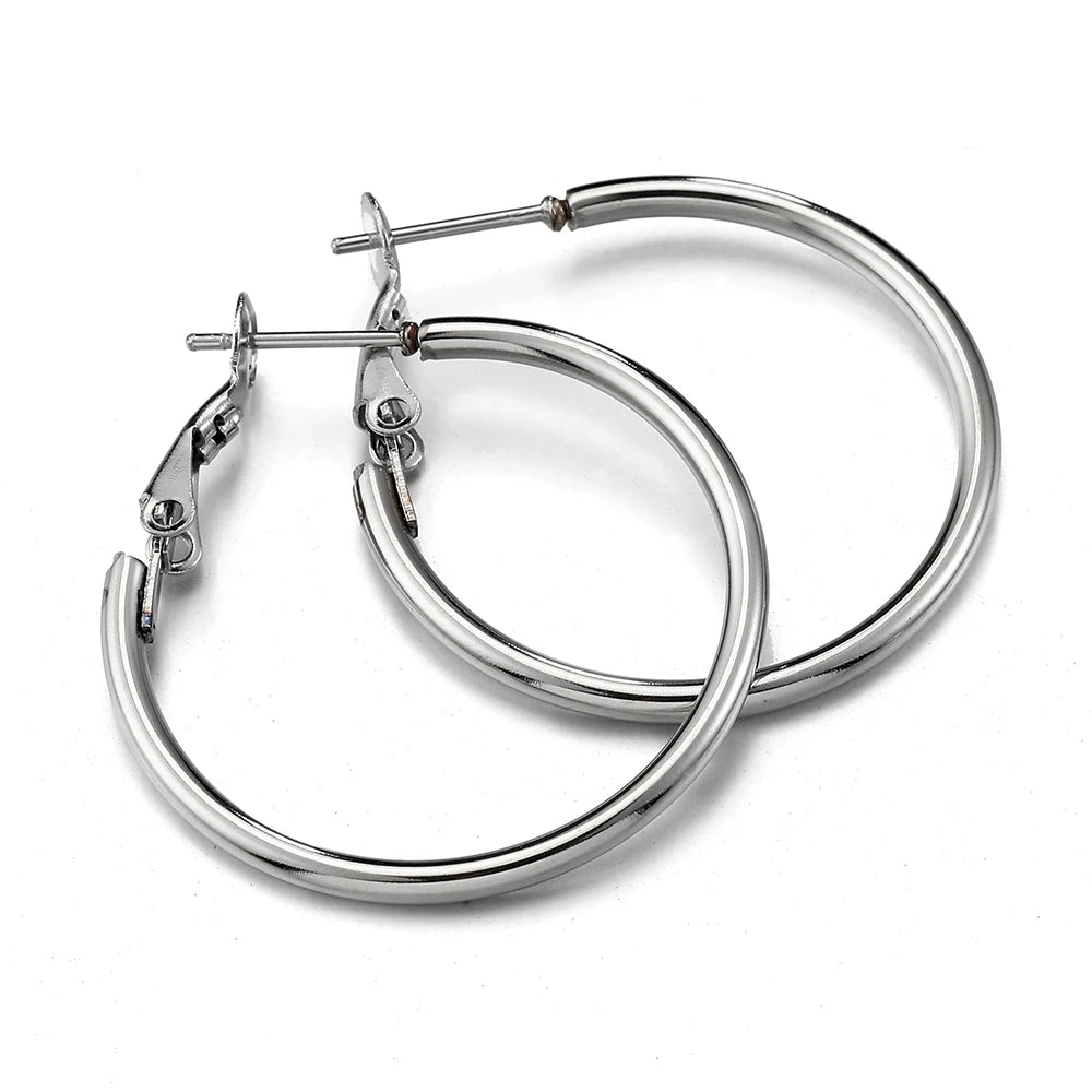 10pcs Stainless Steel Hoop Earrings Gold Big Circle DIY Accessories