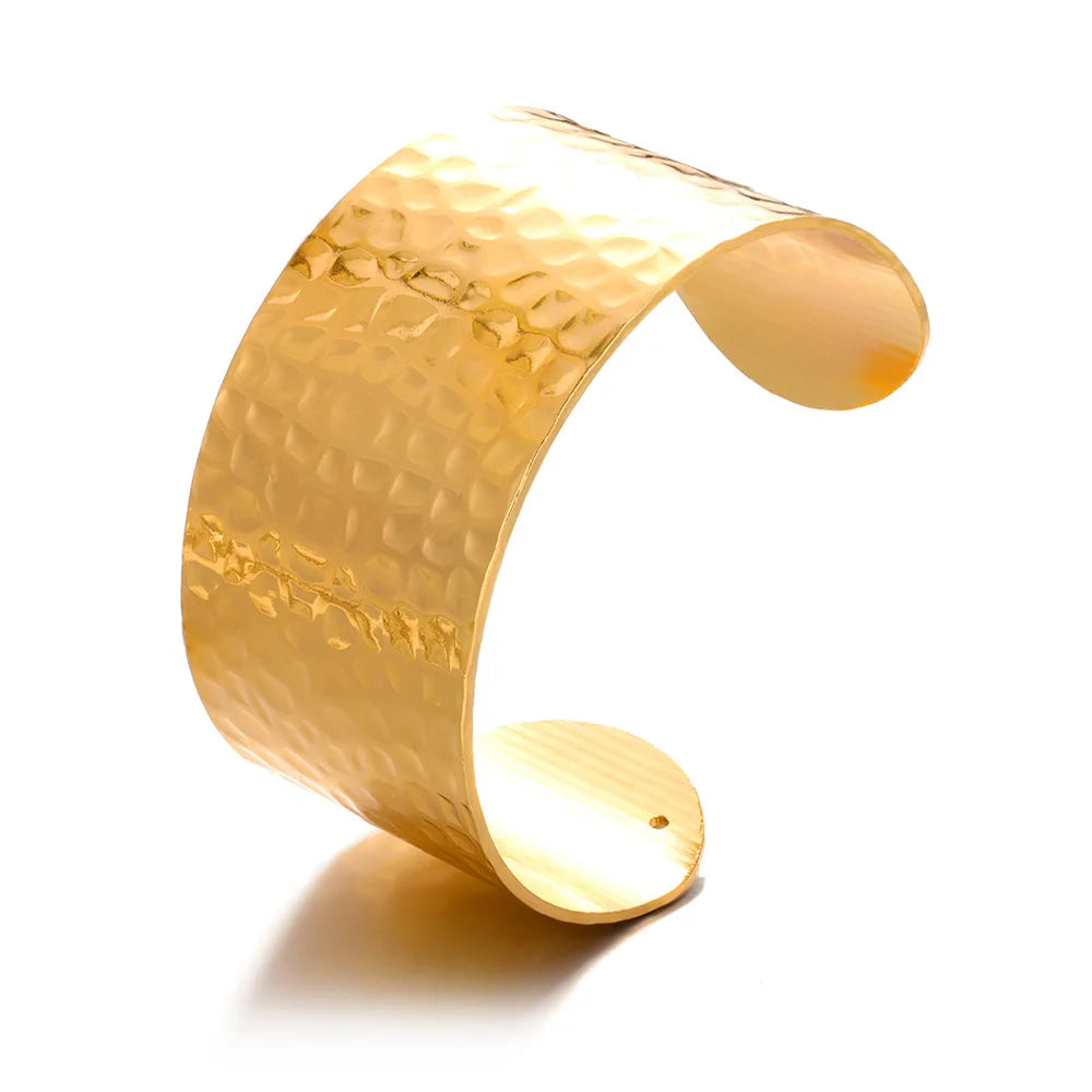 Gold Flower Cuff Bracelet Stainless Steel Floral Bangle for Women