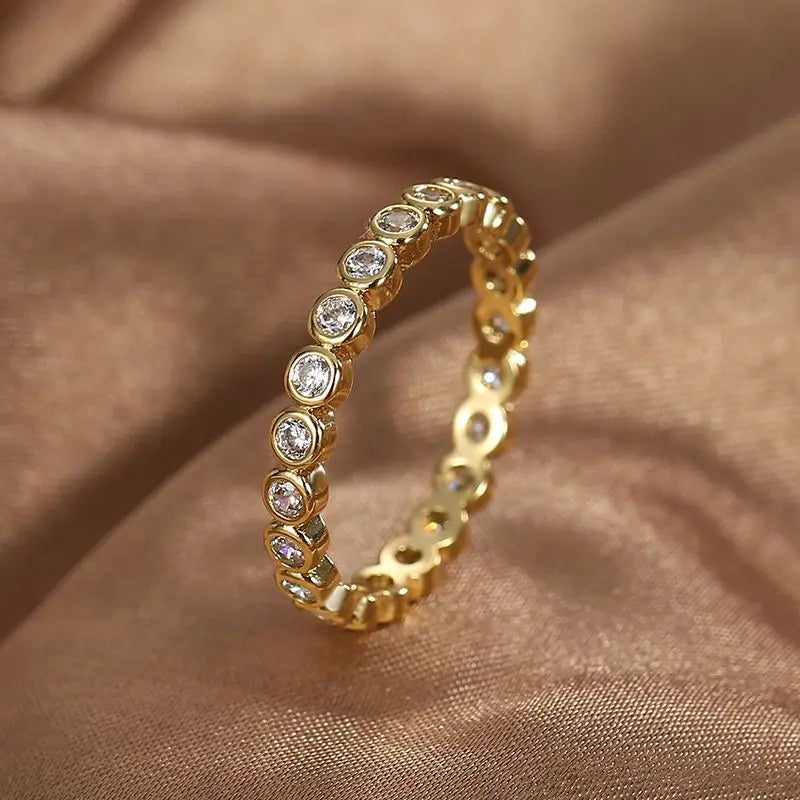 Elegant Silver Engagement Ring White Zircon Round Women Jewelry