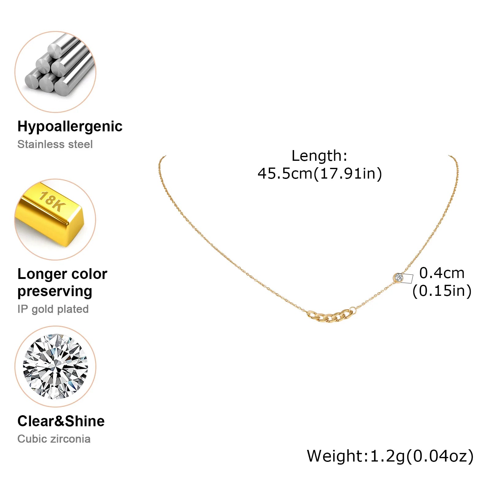Luxury Zircon Heart Pendant Necklace Stainless Steel Love Charms