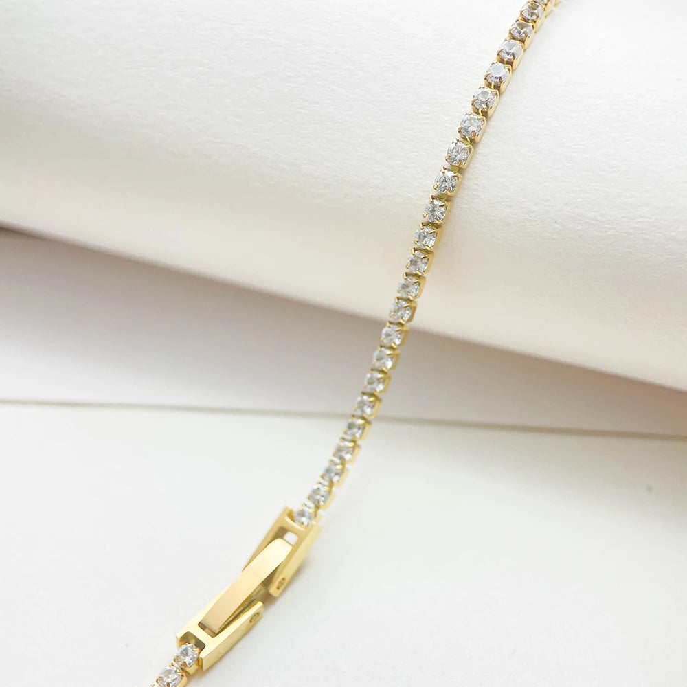 Delicate 2mm CZ Cluster Tennis Bracelet Adjustable Sizes Jewelry