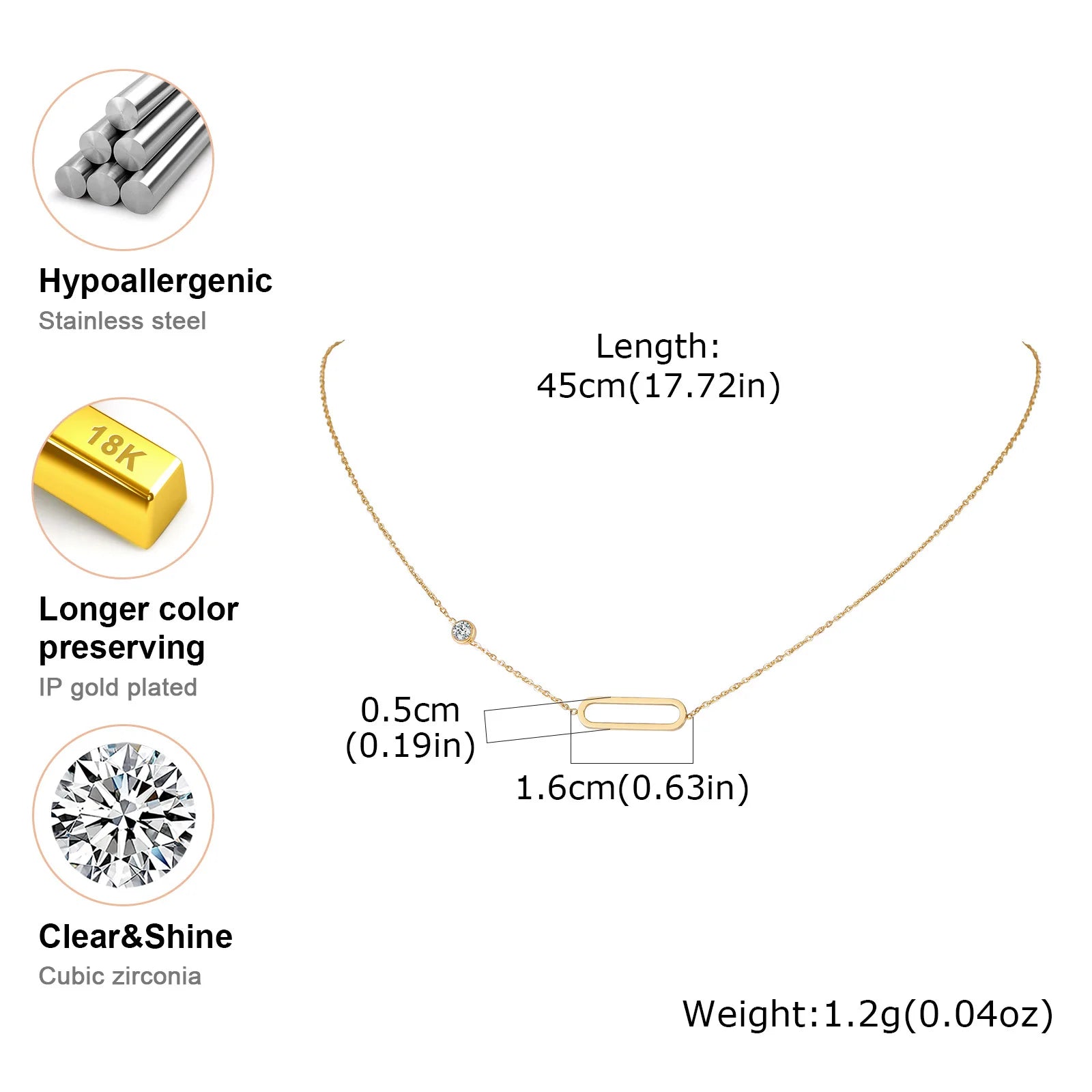 Luxury Zircon Heart Pendant Necklace Stainless Steel Love Charms
