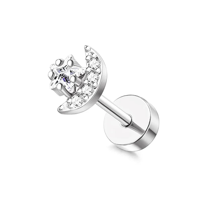 Surgical Steel Flat Back Cartilage Stud Earring Butterfly Flower