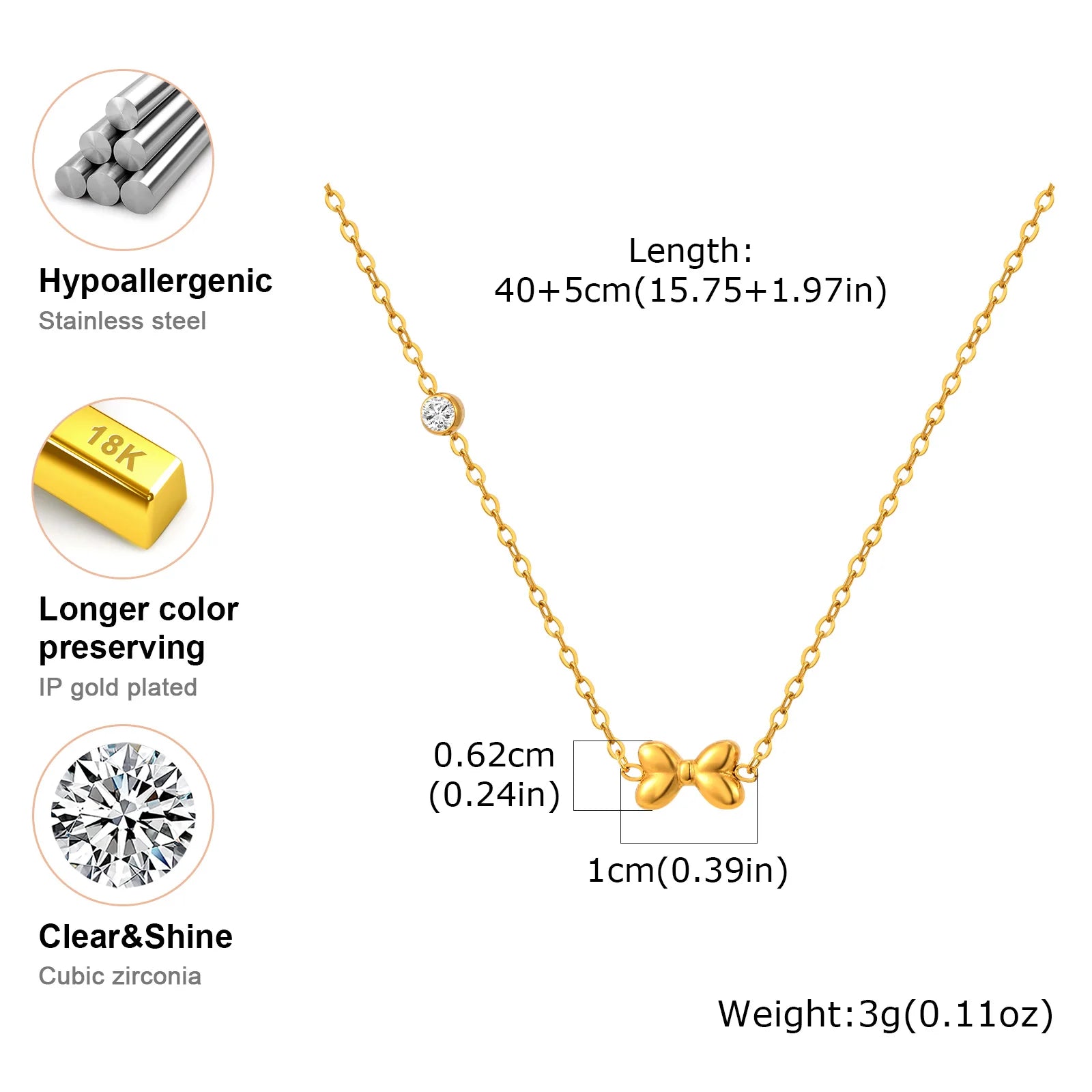 Elegant Bowknot Necklace Choker Thin Chain Women Jewelry