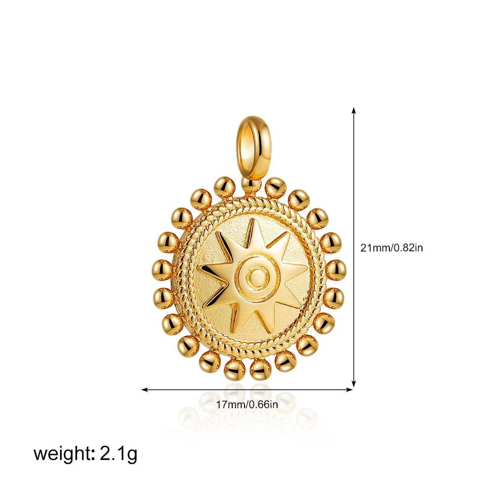 Gold Moon Star Sun Evil Eye Charms Stainless Steel DIY Jewelry