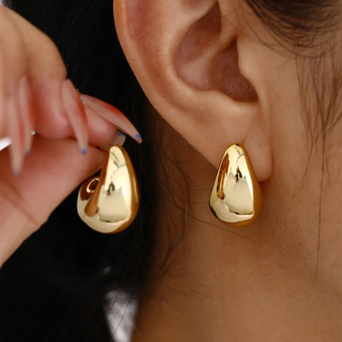 Gold Double Layer Flower Dangle Earrings Stainless Steel Vintage