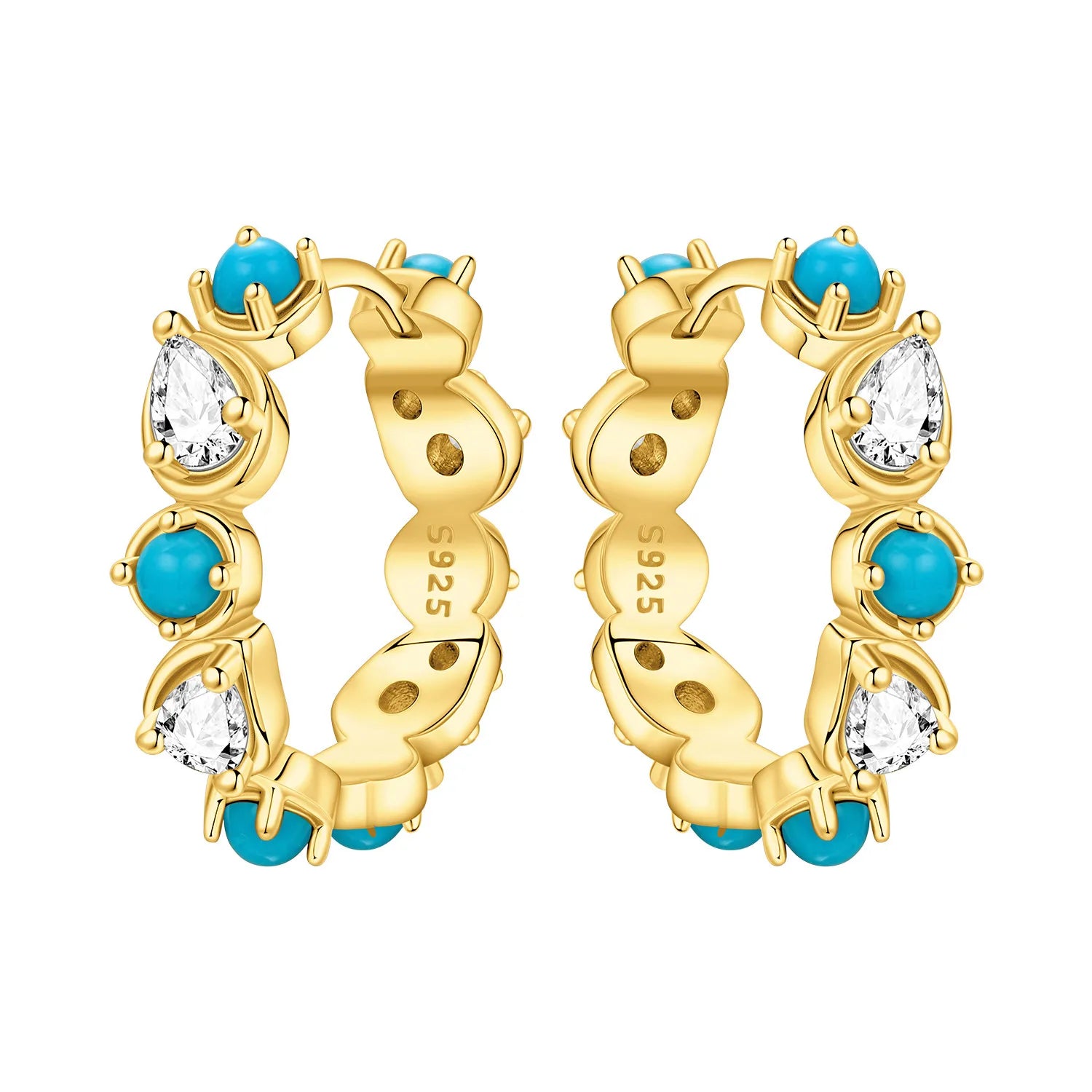 Elegant Square Hoop Earrings 18K Gold S925 Women Jewelry