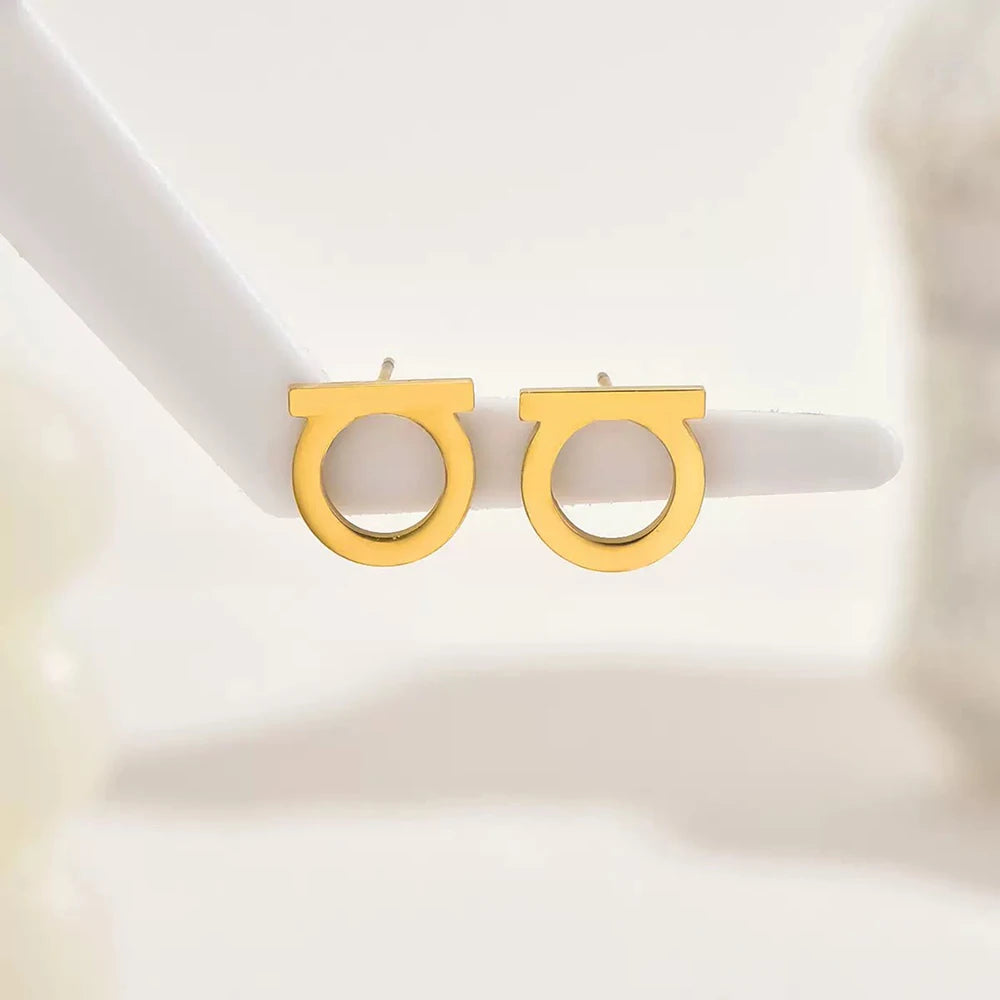 Elegant Initial D Earrings Simple Stainless Steel Fashion Women