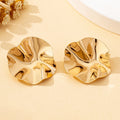 Irregular Round Metal Stud Earrings Minimalist Trendy Women Jewelry