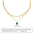 Vintage Green Zircon Necklace Gold Plated Women Jewelry