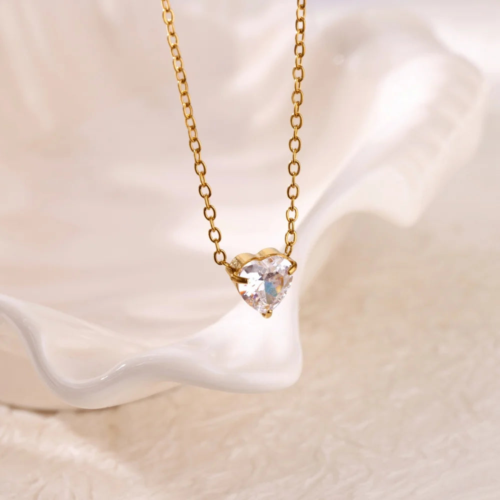Stylish Layered Heart Necklace 316L Steel Goth Choker for Women
