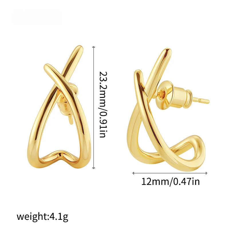 Simple Cross Earrings Stainless Steel Trendy Women Accessories