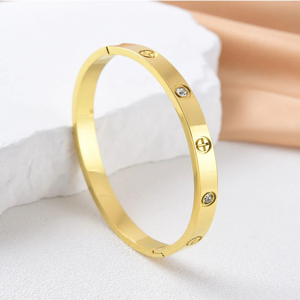 Waterproof Stainless Steel Cross Bangle Bracelet Luxury Women Gift