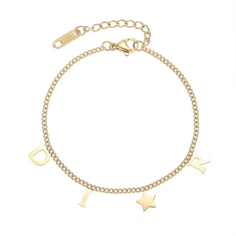 Stylish Star Letter Bracelet Stainless Steel Vintage Women