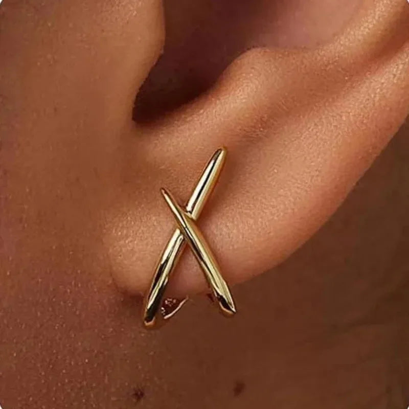 Simple Cross Earrings Stainless Steel Trendy Women Accessories