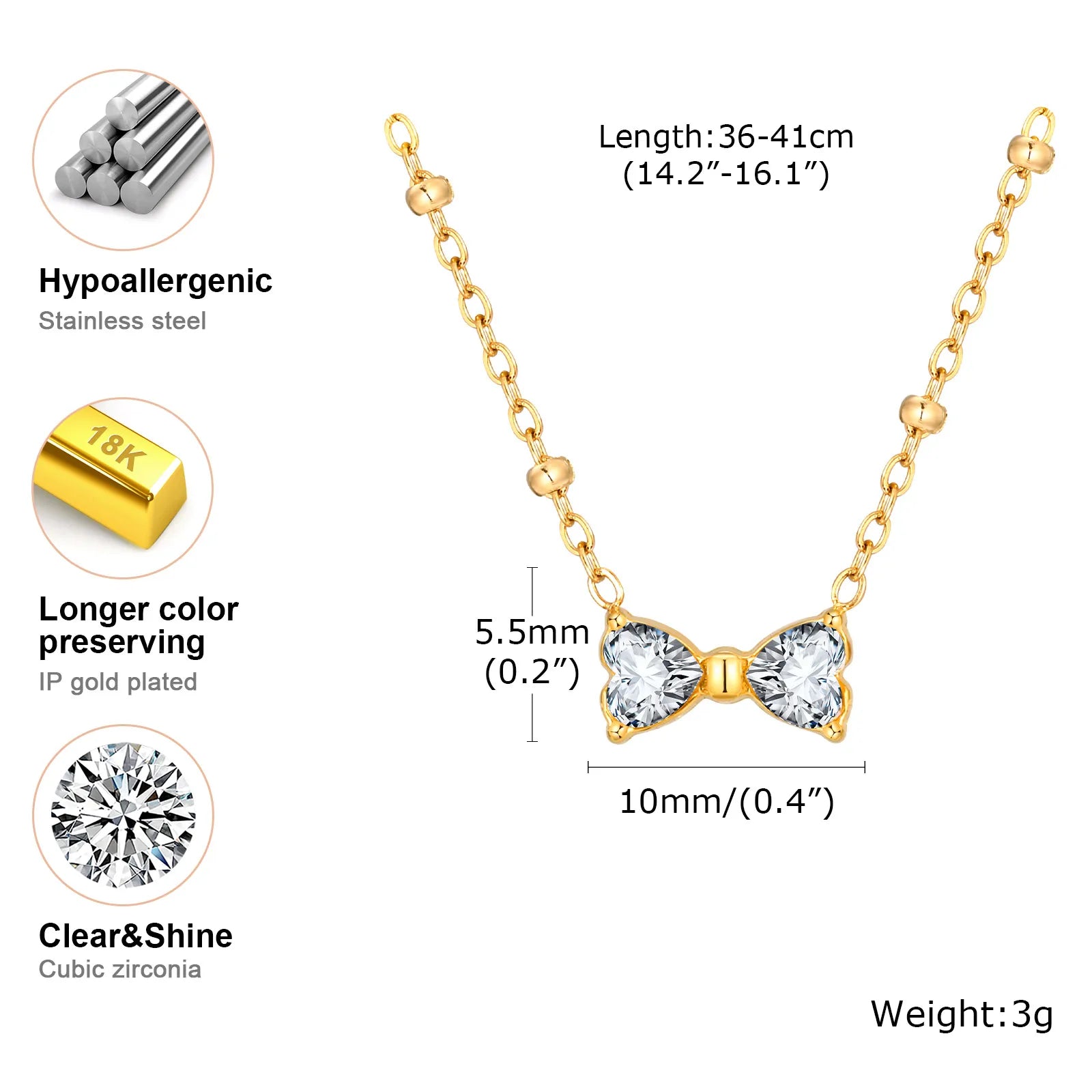 Elegant Bowknot Necklace Choker Thin Chain Women Jewelry