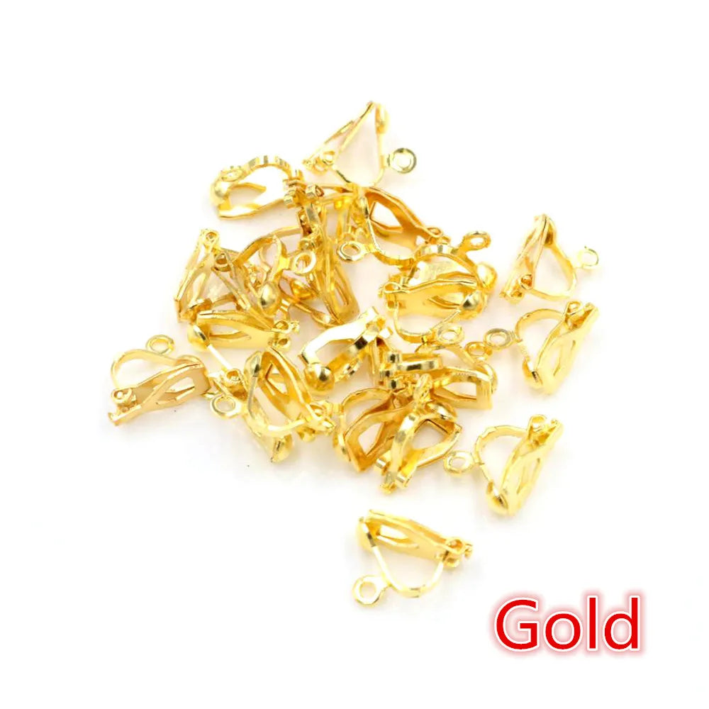 50pcs Plated Ear Clips 6 Colors DIY Earrings Findings Jewelry Parts