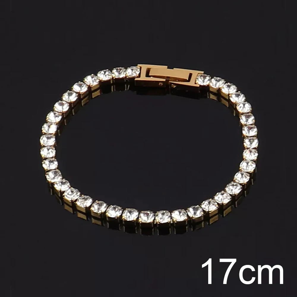 Modern 4mm Tennis Bracelet Stainless Steel Zircon Luxury Design