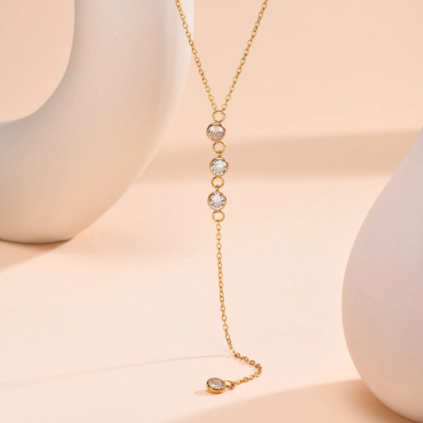Elegant Y Drop Necklace Bar Pendant Stainless Steel Women